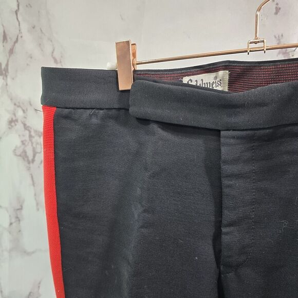 Vintage Ski Pants Mens 30 Black Red Racing Stripe 70s 80s Wool Stirrup Flare - Picture 2 of 14